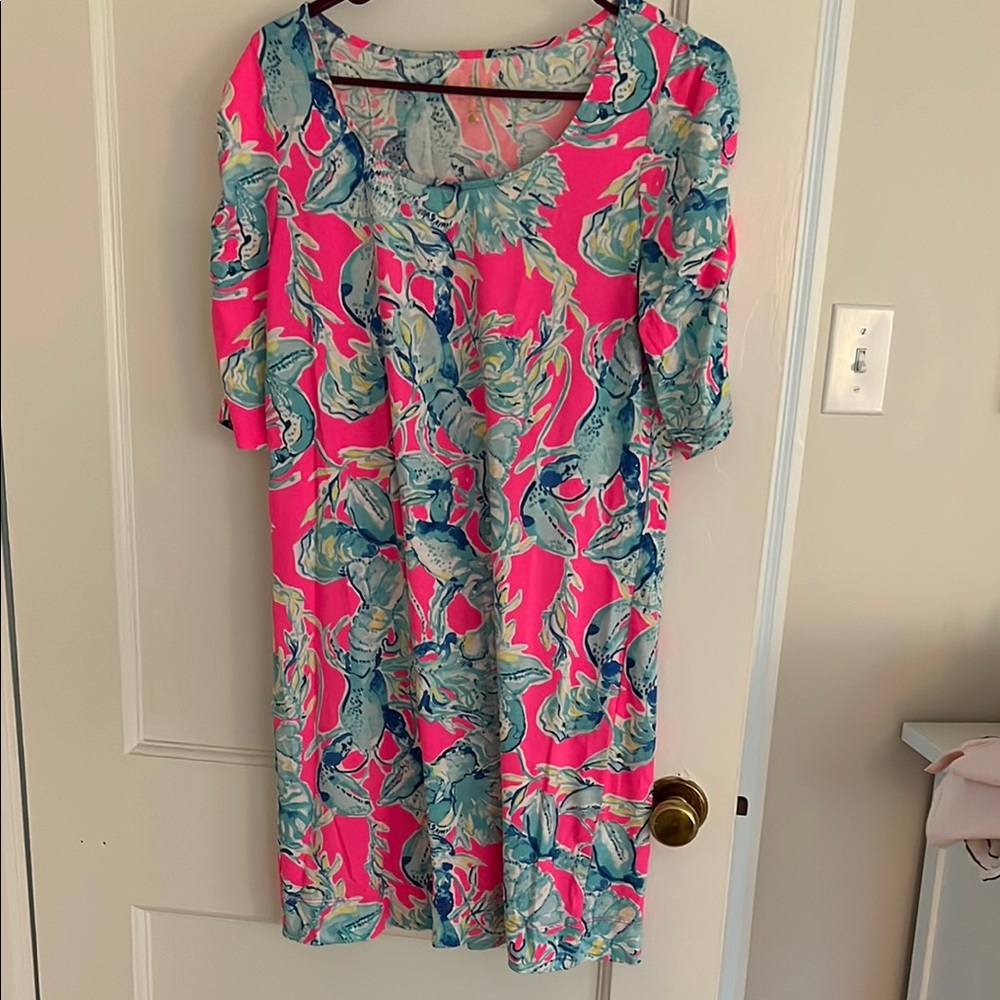 Vibrant Pink and Blue Floral Dress